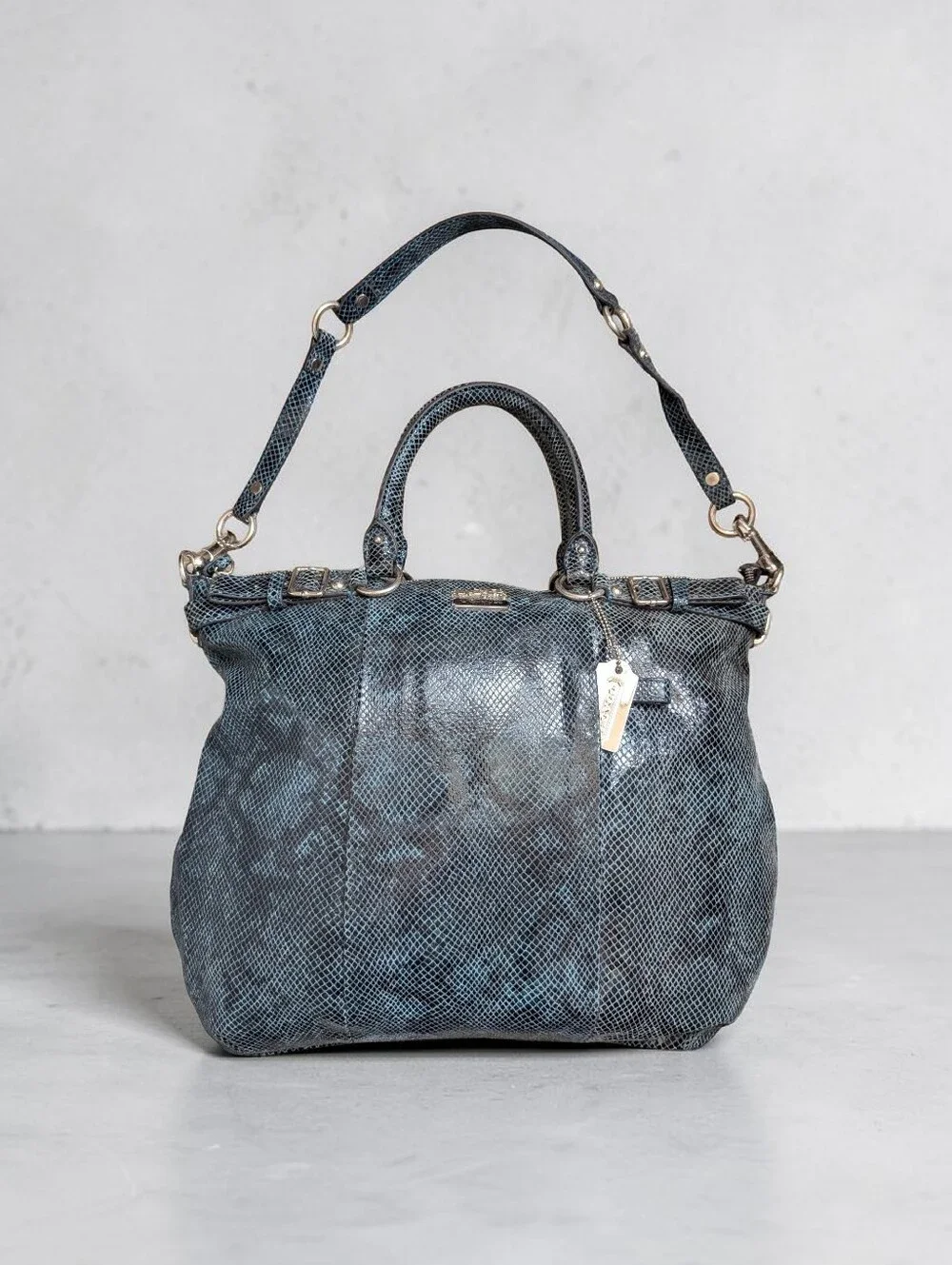 Vintage Coach MadisonLindsey Satchel in a blue/teal python-embossed leather